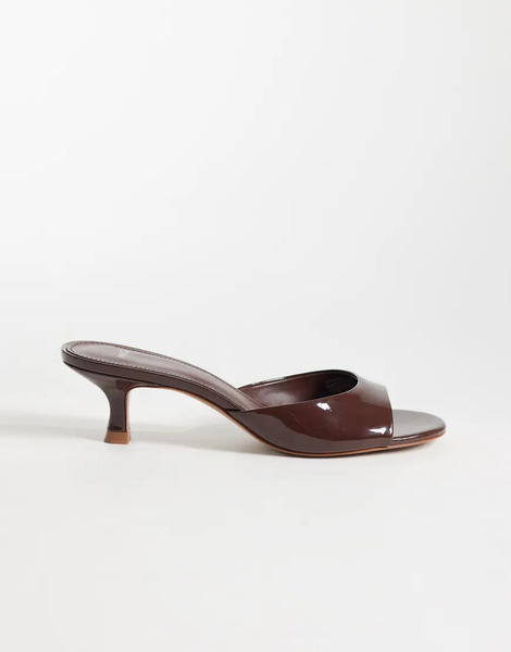  Mango Heeled Mules In Dark Brown 