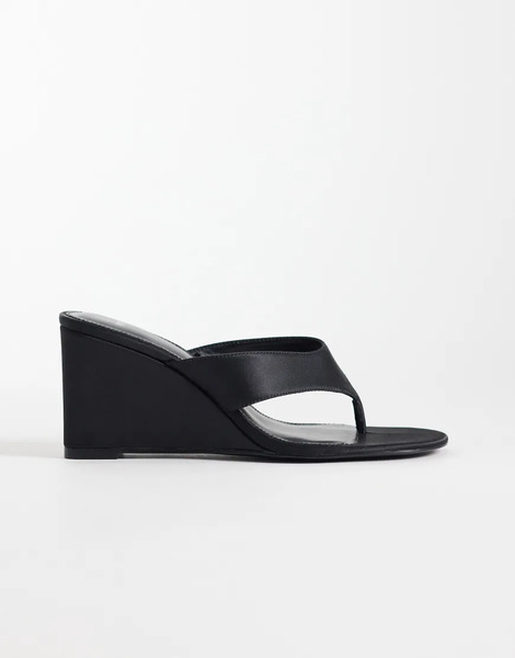  Mango Heeled Wedges In Black 