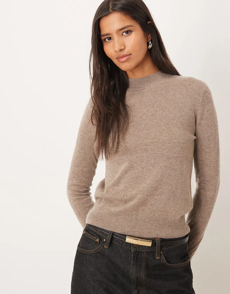  Mango High Neck Jumper In Beige Neutral 