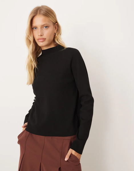  Mango High Neck Jumper In Black 