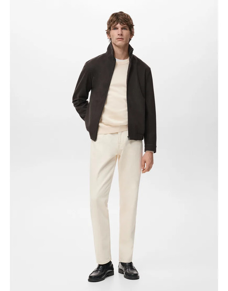  Mango High Neck Zip Through Sweatshirt In Chocolate Brown 