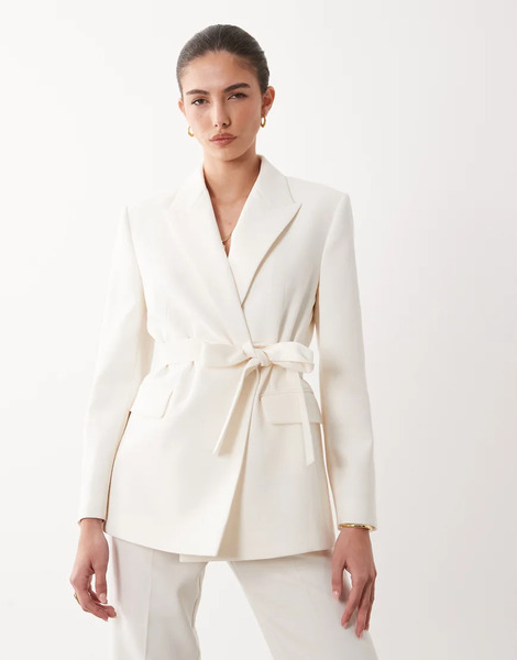  Mango Iguana Tailored Blazer Co Ord In Pastel Yellow 