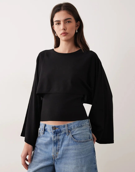  Mango Knitted Cape In Black 