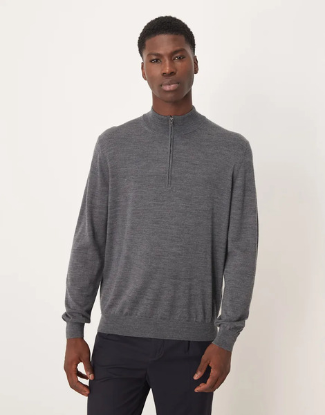  Mango Knitted Half Zip In Dark Grey 