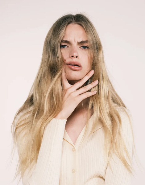  Mango Knitted Long Sleeve Polo Top In Beige Neutral 