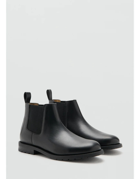  Mango 100% Leather Chelsea Boot In Black 