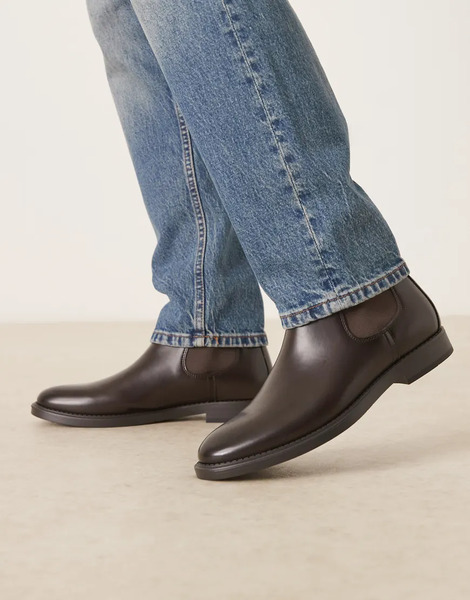  Mango Leather Chelsea Boot In Dark Brown 