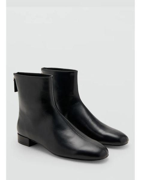  Mango Leather Round Toe Ankle Boot In Black 