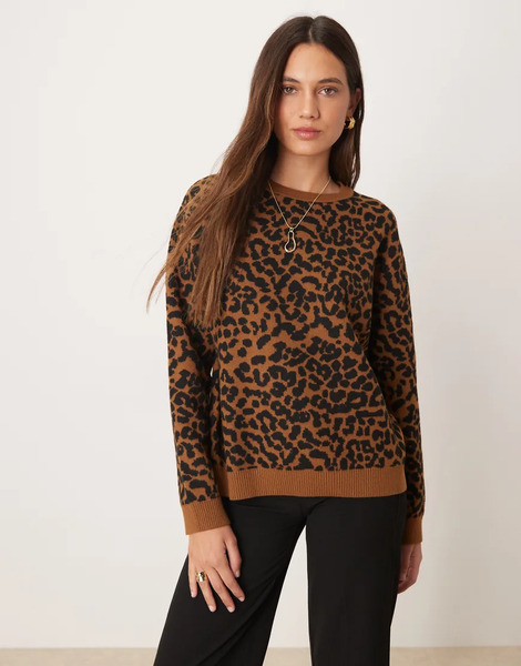  Mango Leopard Print Jumper Brown 