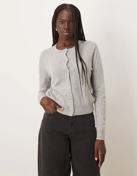 Mango Lightweight Cardigan In Grey 