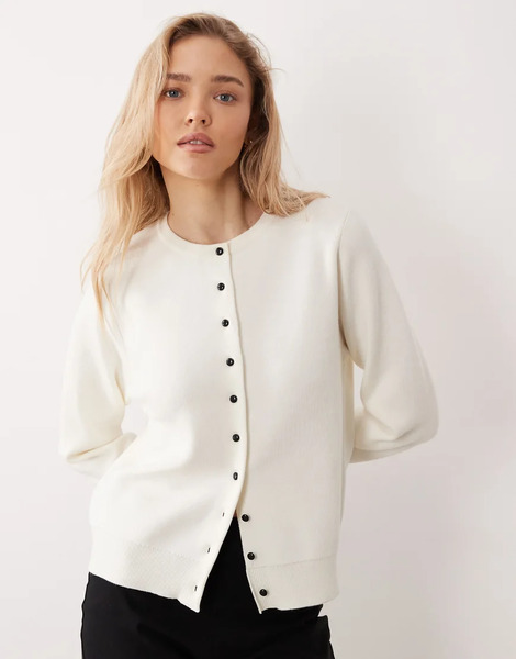  Mango Lightweight Knitted Cardigan In Cream Neutral 
