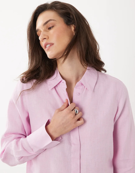  Mango 100% Linen Shirt In Pastel Pink 