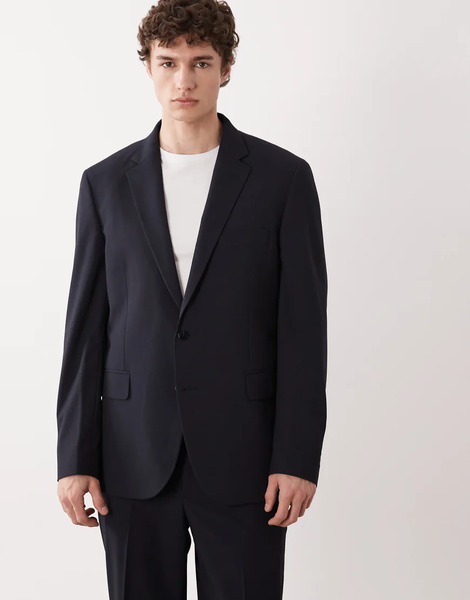  Mango London Regular Fit Suit Blazer Co Ord In Navy 