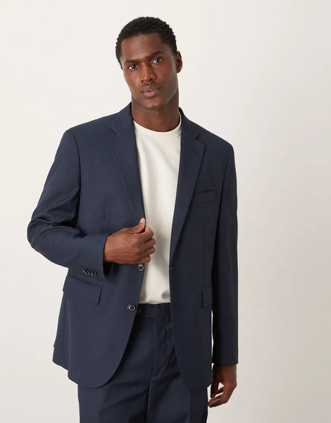  Mango London Tailored Blazer Co Ord In Navy 