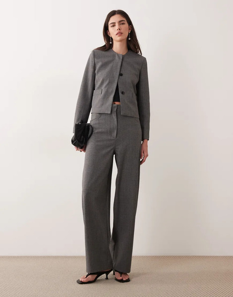  Mango Louis Tailored Barrel Trouser Co Ord In Grey Check 