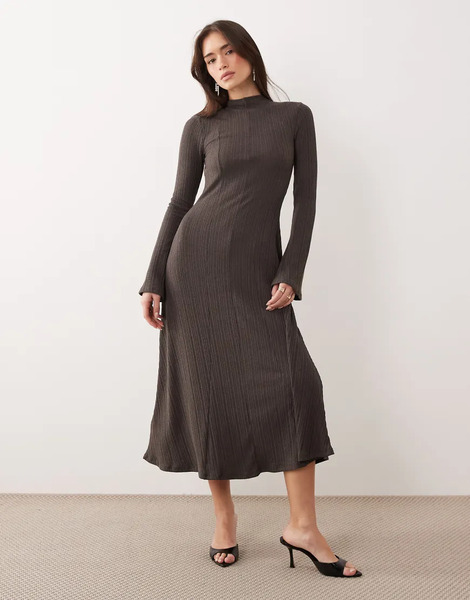  Mango Maxi Dress With Flared Sleeves In Grey 