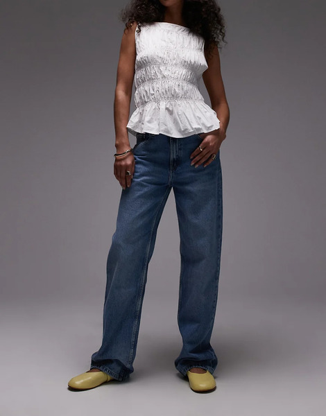  Mango Miami Straight Leg Oversized Jeans In Light Blue 