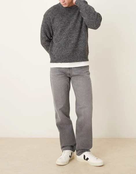  Mango Moby 100% Cotton Straight Jean In Grey 