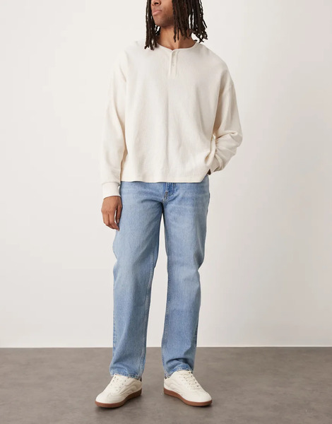  Mango Moby Cotton Straight Jean In Light Blue 