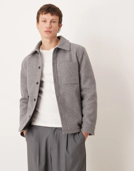  Mango Oversized Shacket In Light Grey 