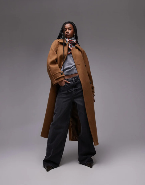  Mango Oversized Wool Jacket In Brown 