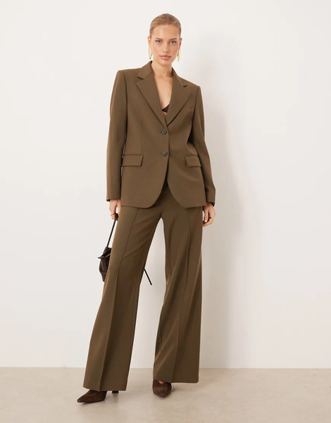  Mango Paris Tailored Trouser Co Ord In Khaki Green 