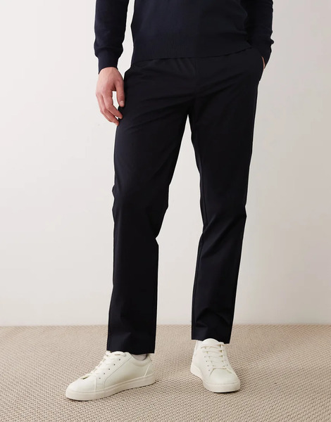  Mango Perfomance Thermo Regulating Stretch Fabric Trousers In Navy 