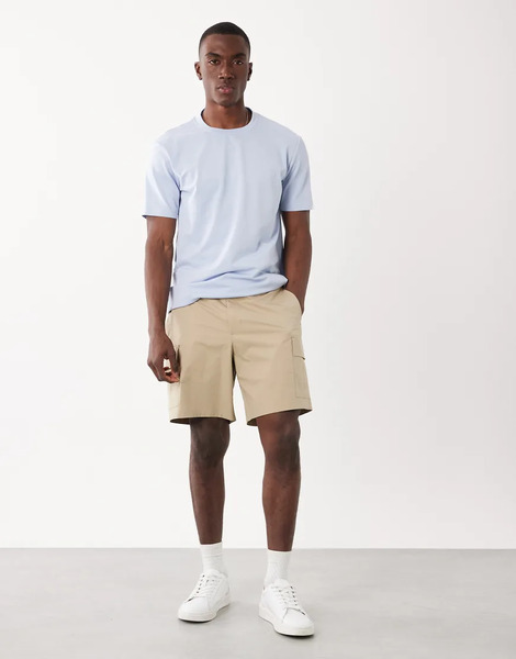  Mango Performance Cargo Shorts With Adjustable Waist In Ecru Neutral 