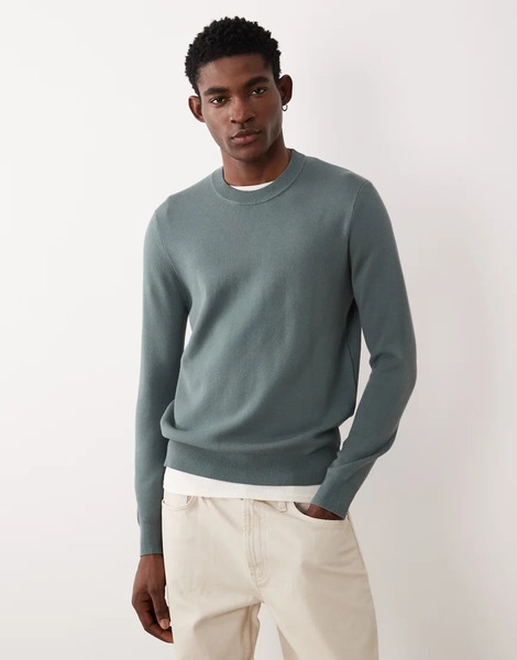  Mango Performance Knitted Sweater In Dusty Blue 
