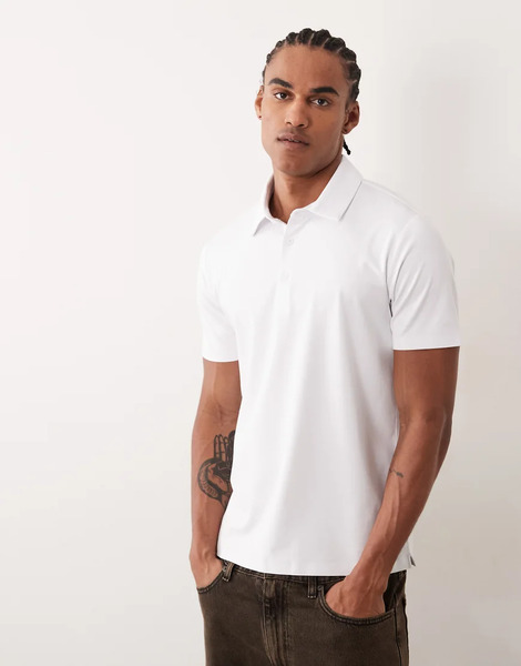  Mango Performance Thermo Regulating Polo T Shirt In White 