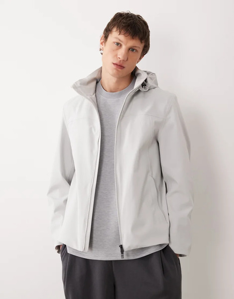  Mango Performance Windproof Water Repellent Light Weight Jacket In Stone Grey 