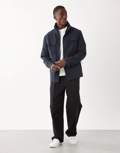  Mango Performance Zip Through Jacket In Navy 