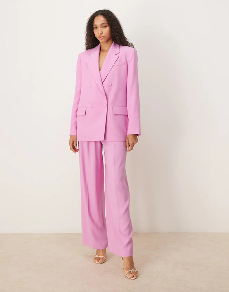  Mango Pleat Front Tailored Trouser Co Ord In Light Pink 