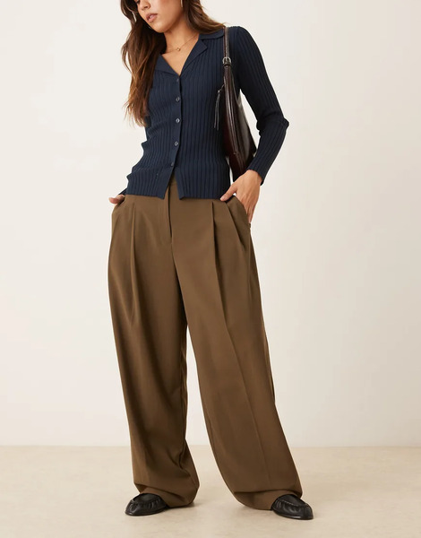  Mango Pleat Front Tailored Trouser In Khaki Green 