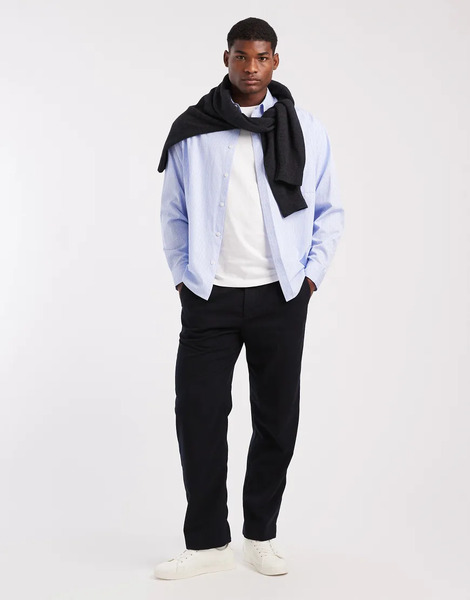  Mango Pleat Front Tailored Trouser In Navy 
