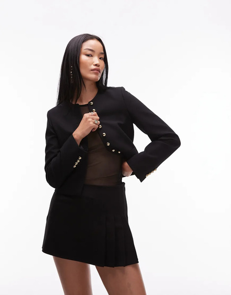  Mango Pleated Mini Skirt In Black 