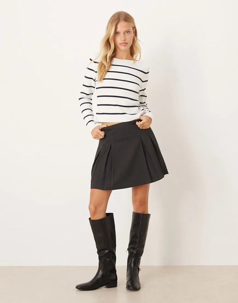  Mango Pleated Mini Skirt In Grey 