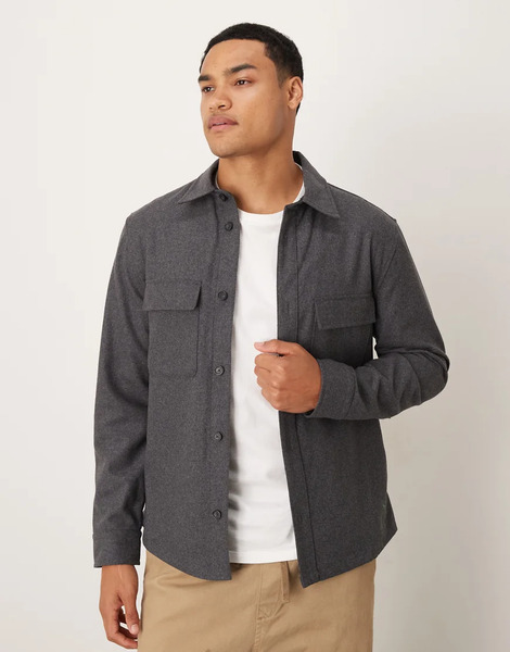  Mango Pocket Detail Wool Mix Jacket In Grey 