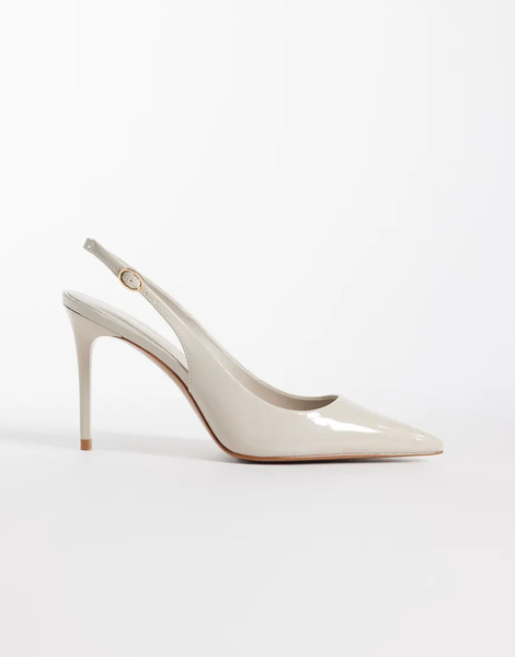  Mango Pointed Heeled Slingbacks In Beige Neutral 