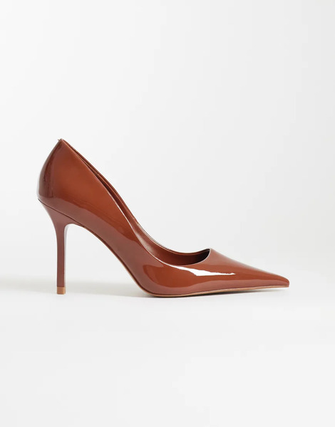  Mango Pointed Heels In Terracotta Brown 