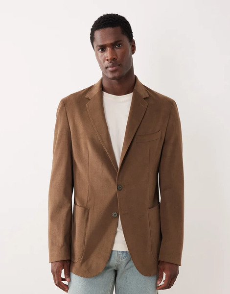  Mango Premium Tailored Blazer In Mid Brown 