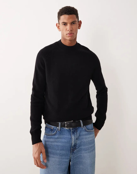  Mango Premium 100% Wool Jumper In Black 