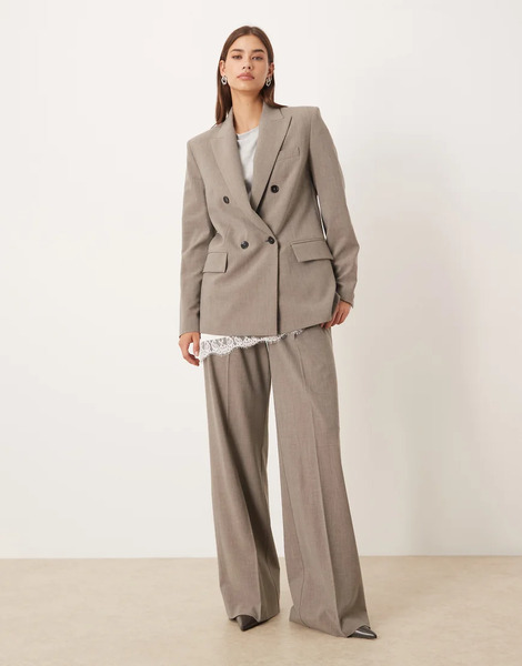  Mango Puglia Tailored Flared Trouser Co Ord In Grey 