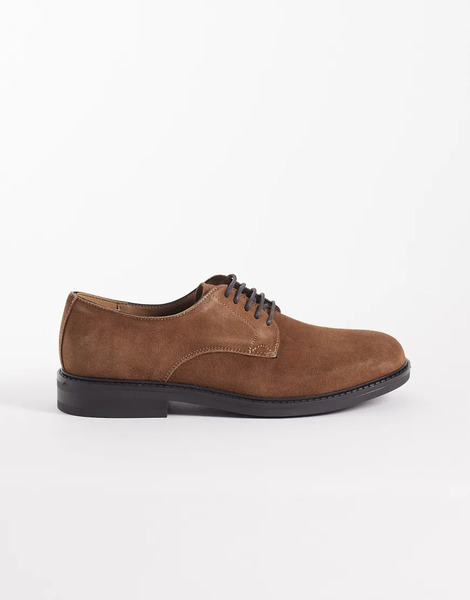  Mango Real Suede Lace Up Brogues In Brown 