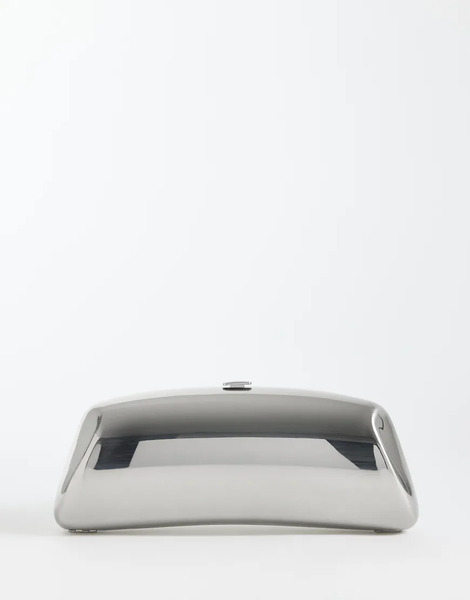  Mango Rectangle Clutch Bag In Silver 