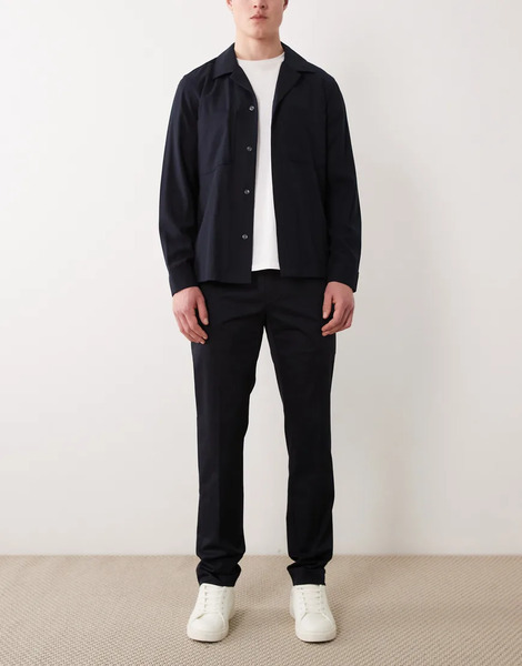  Mango Regular Fit Pleat Front Trousers In Navy 