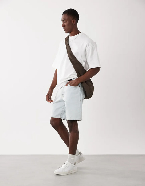  Mango Relaxed Fit Denim Shorts In Light Blue 
