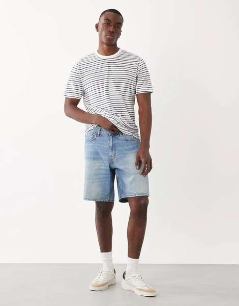  Mango Relaxed Fit Denim Shorts In Light Wash Blue 