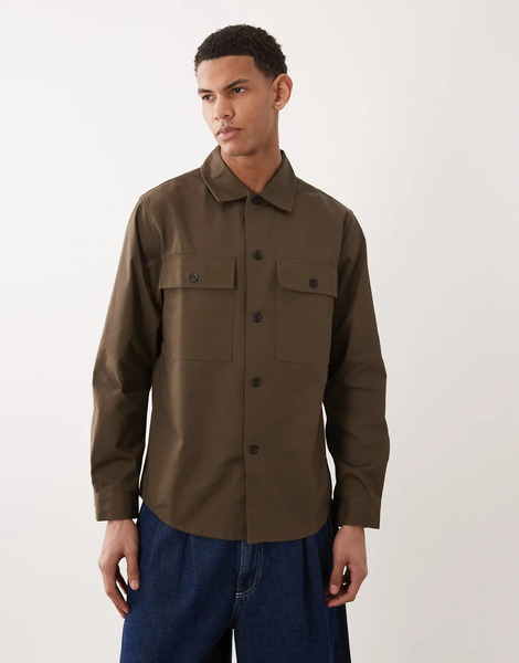  Mango Relaxed Fit Over Shirt In Brown 