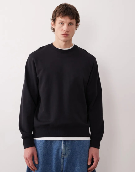  Mango 100% Relaxed Fit Sweatshirt In Navy 